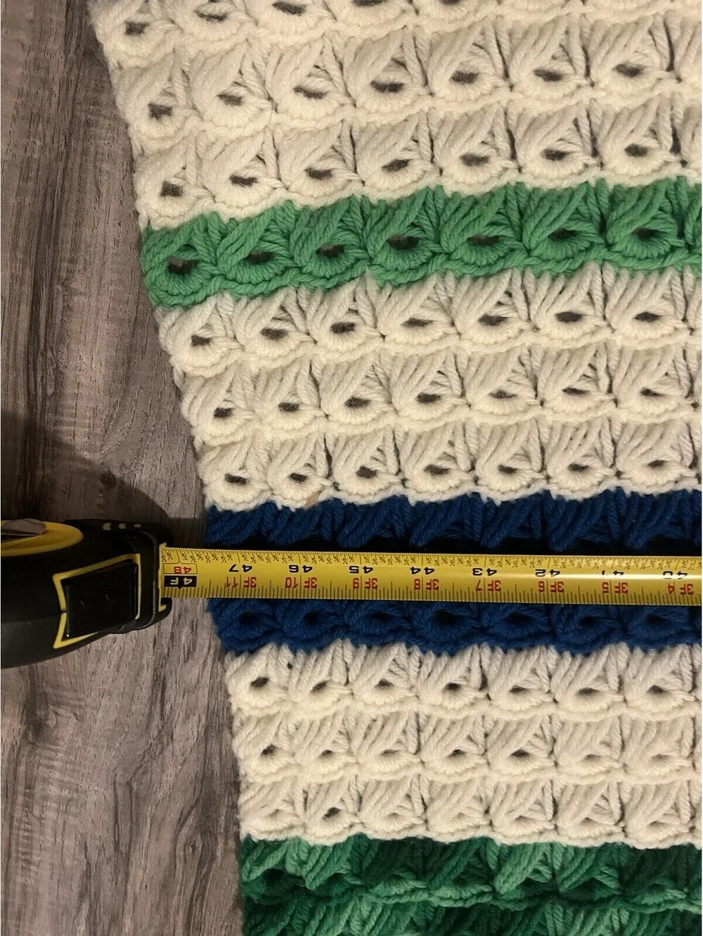 Handmade Crochet Striped Throw Blanket Afghan Colorful 66